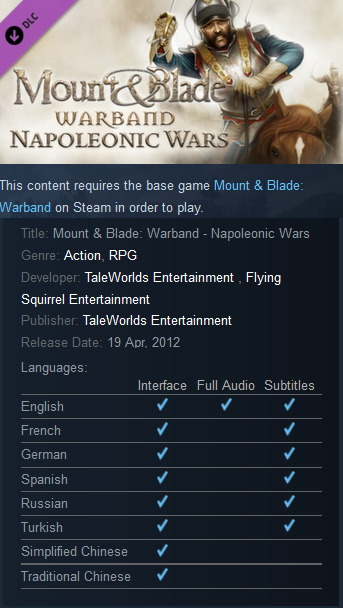 Mount & Blade: Warband - Napoleonic Wars Steam - Click Image to Close